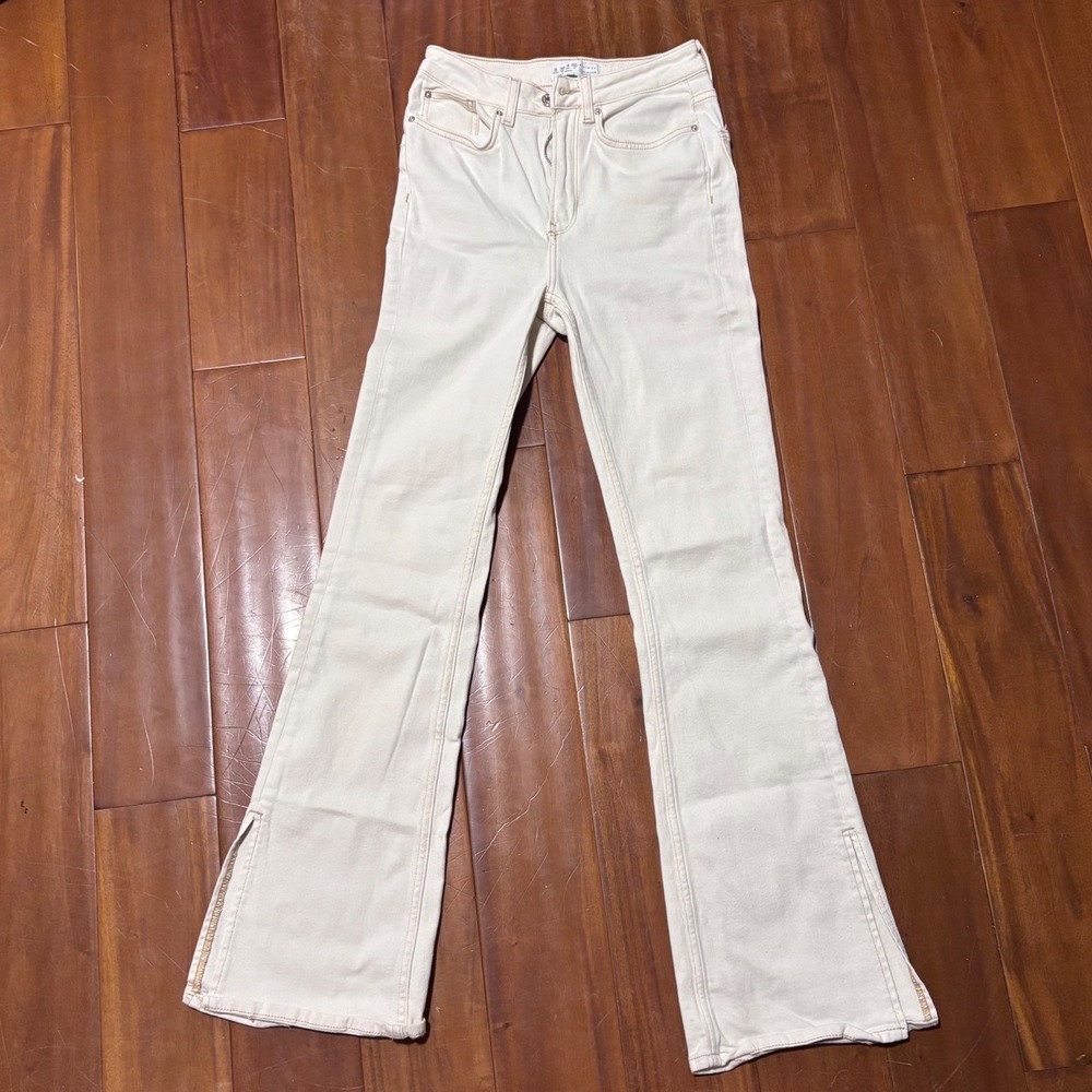 Y2K Primark Cares Denim Co. Cream‎ Split Flared Jeans|Sz 4